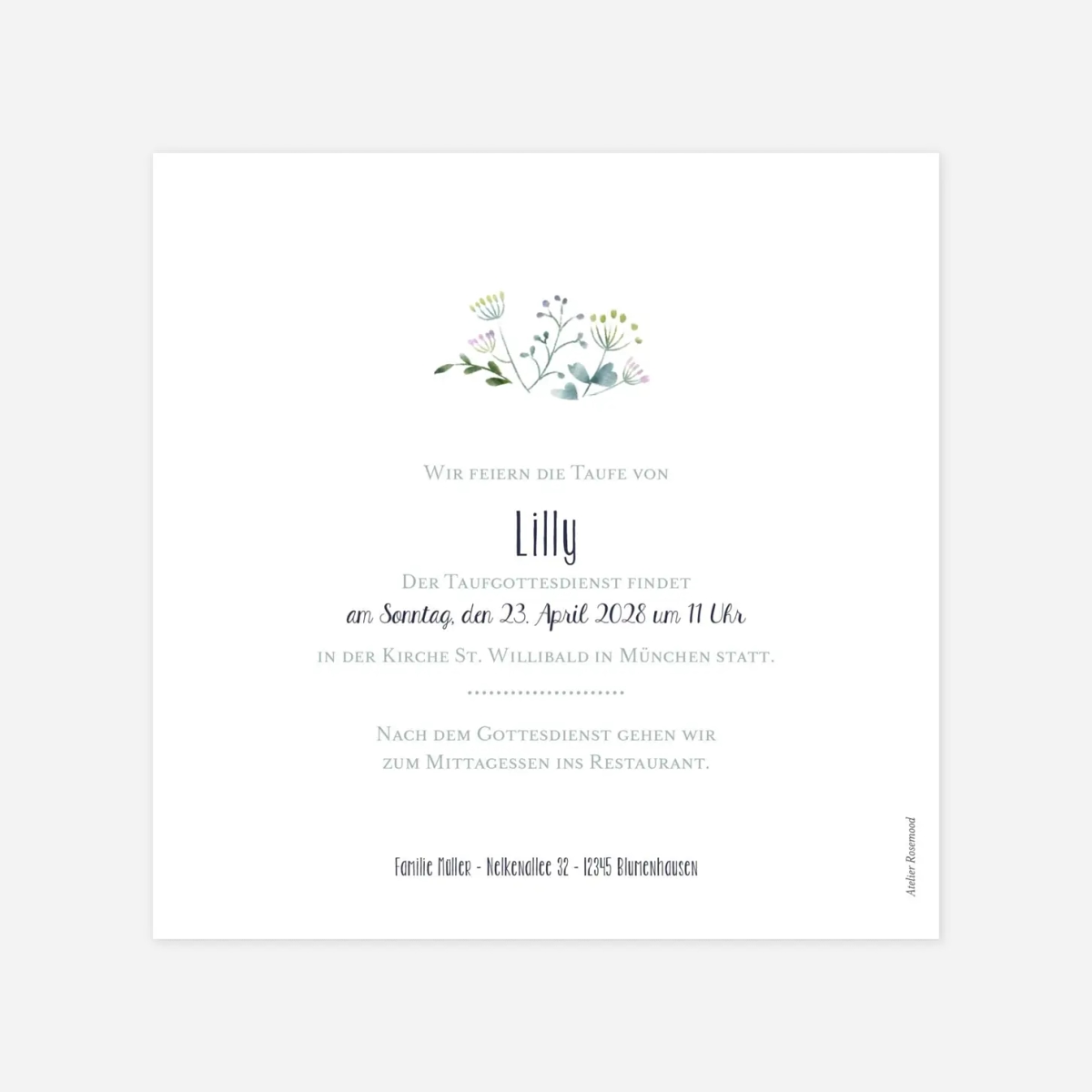 Taufeinladung Wildblumen