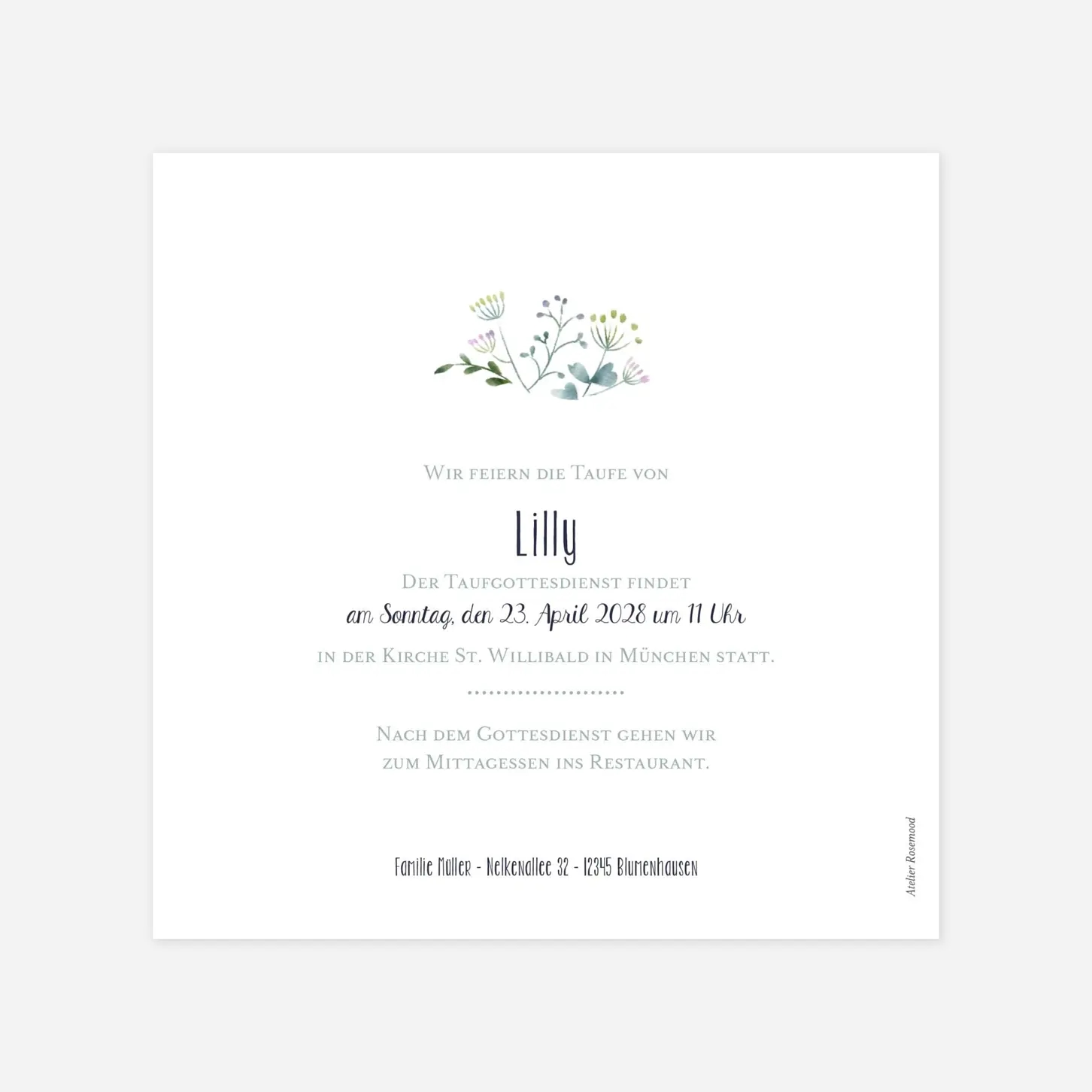 Taufeinladung Wildblumen