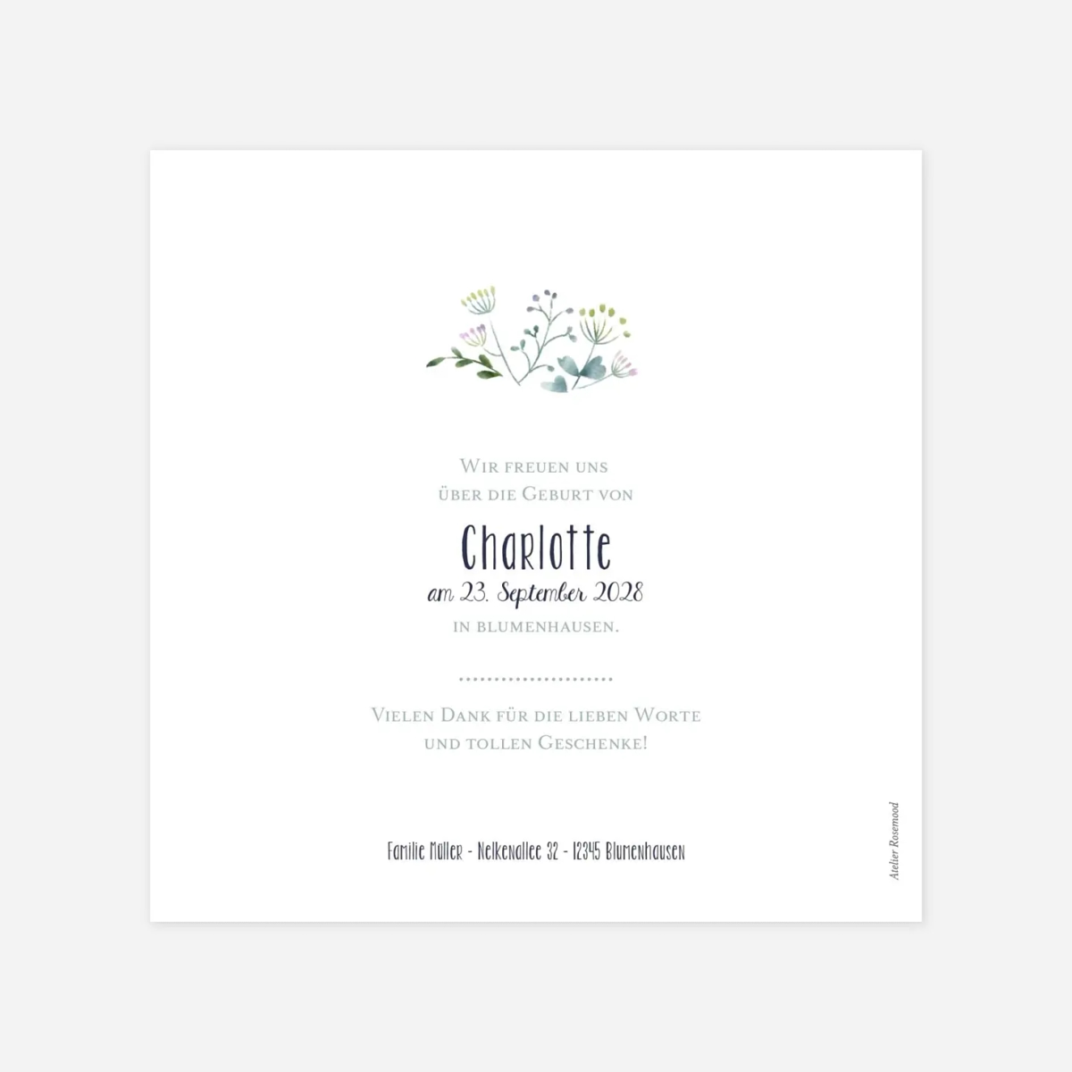 Geburtskarte Wildblumen