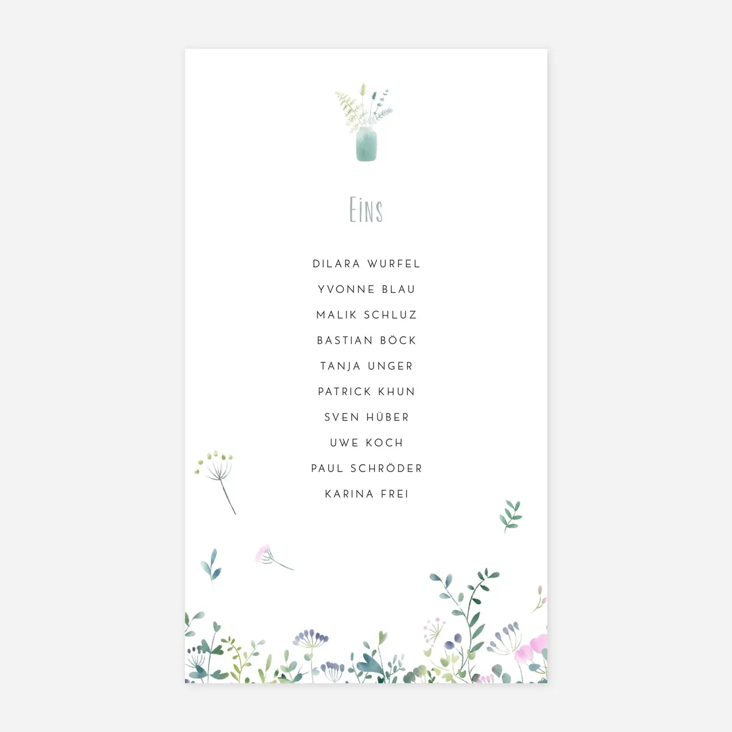 Gruppentischkarte Wildblumen