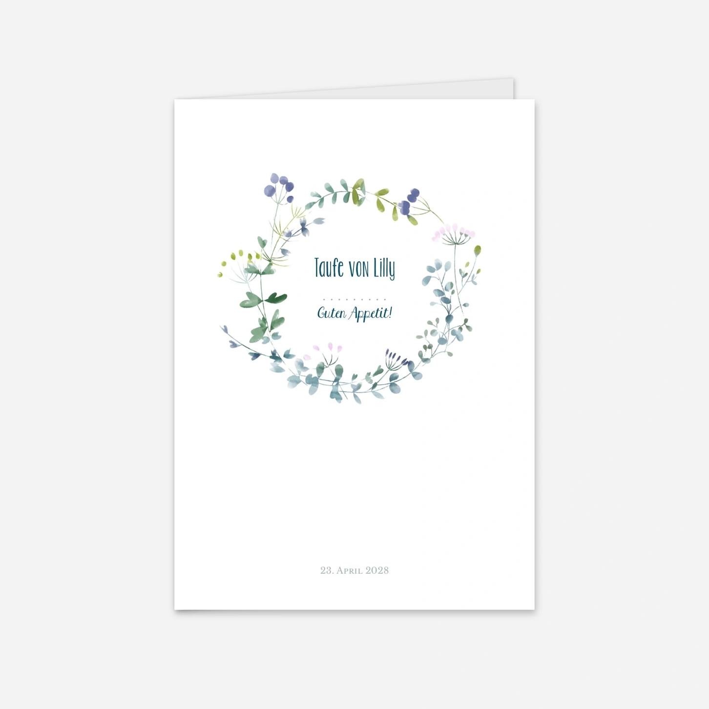 Menükarte Taufe Wildblumen