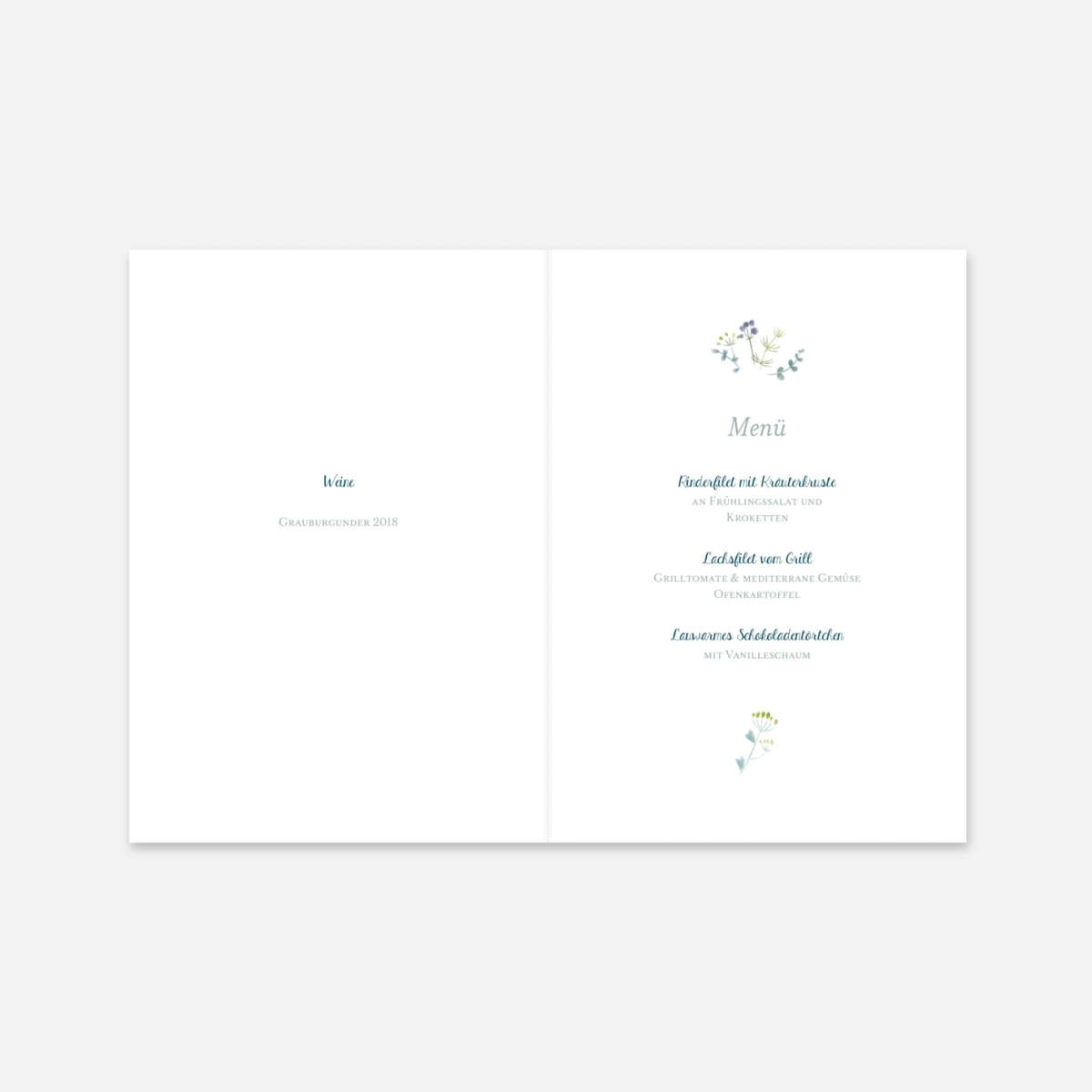 Menükarte Taufe Wildblumen
