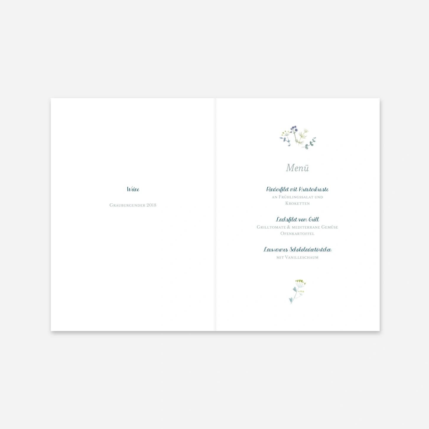Menükarte Taufe Wildblumen