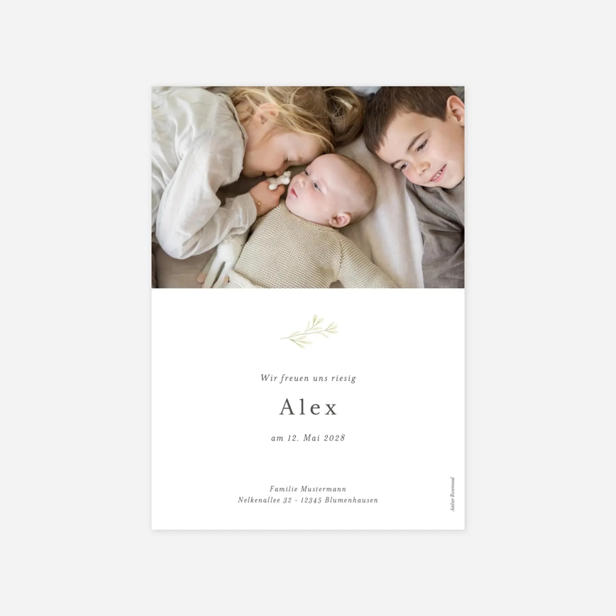 Geburtskarte Wiege in Pastell