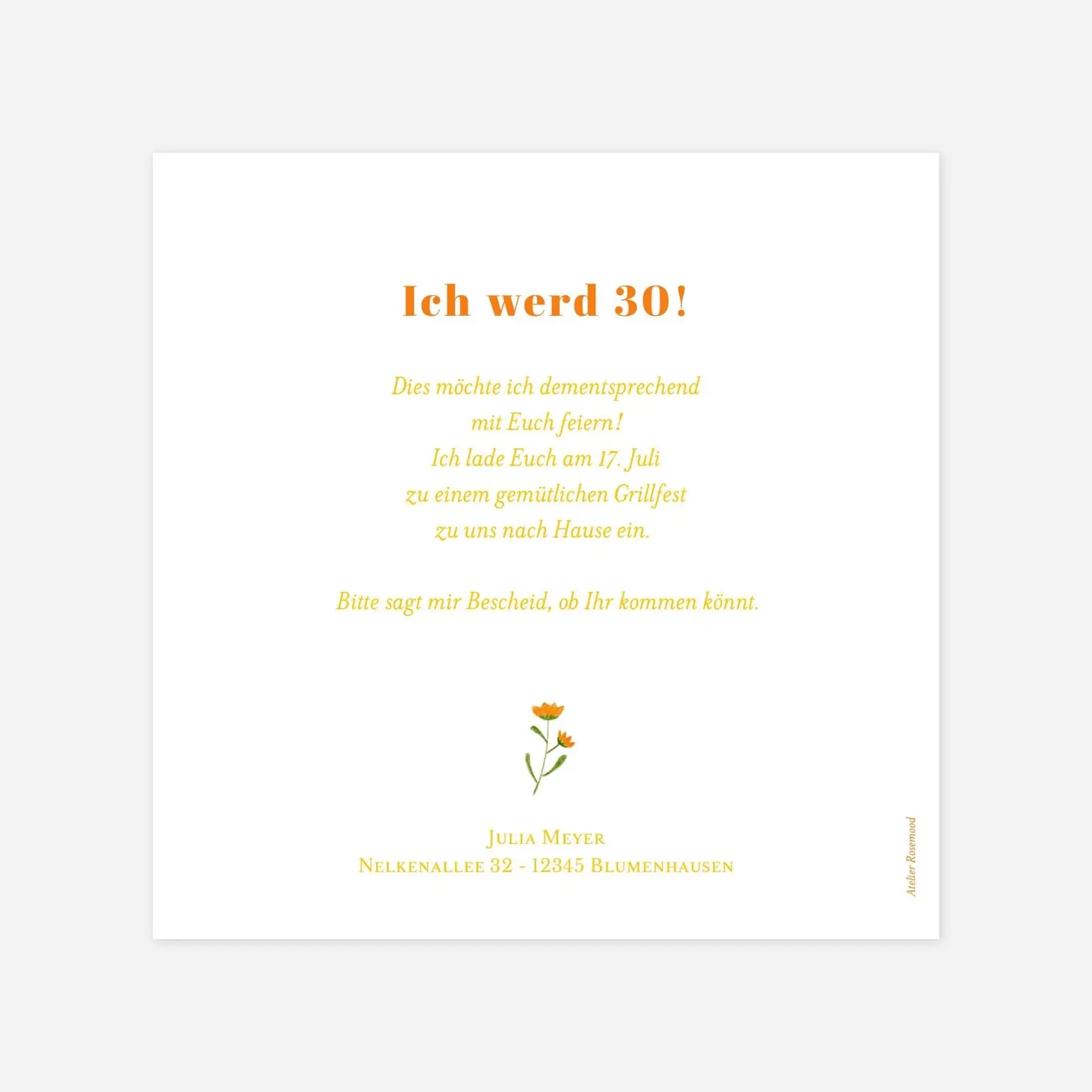 Geburtstagseinladung Wildblumenwiese