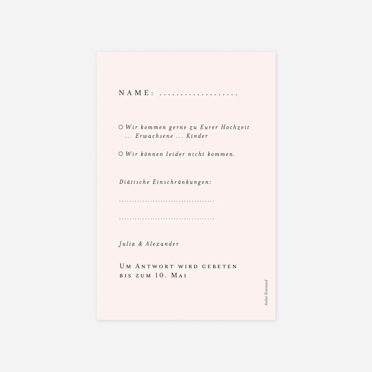 Antwortkarte Hochzeit Zarter Ast