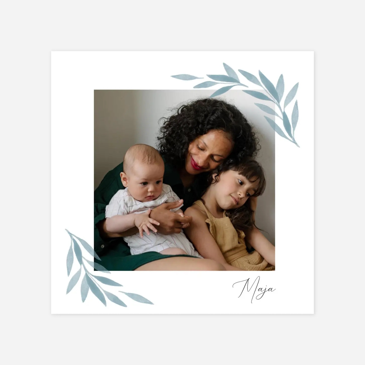 Geburtskarte Zarte Blätter