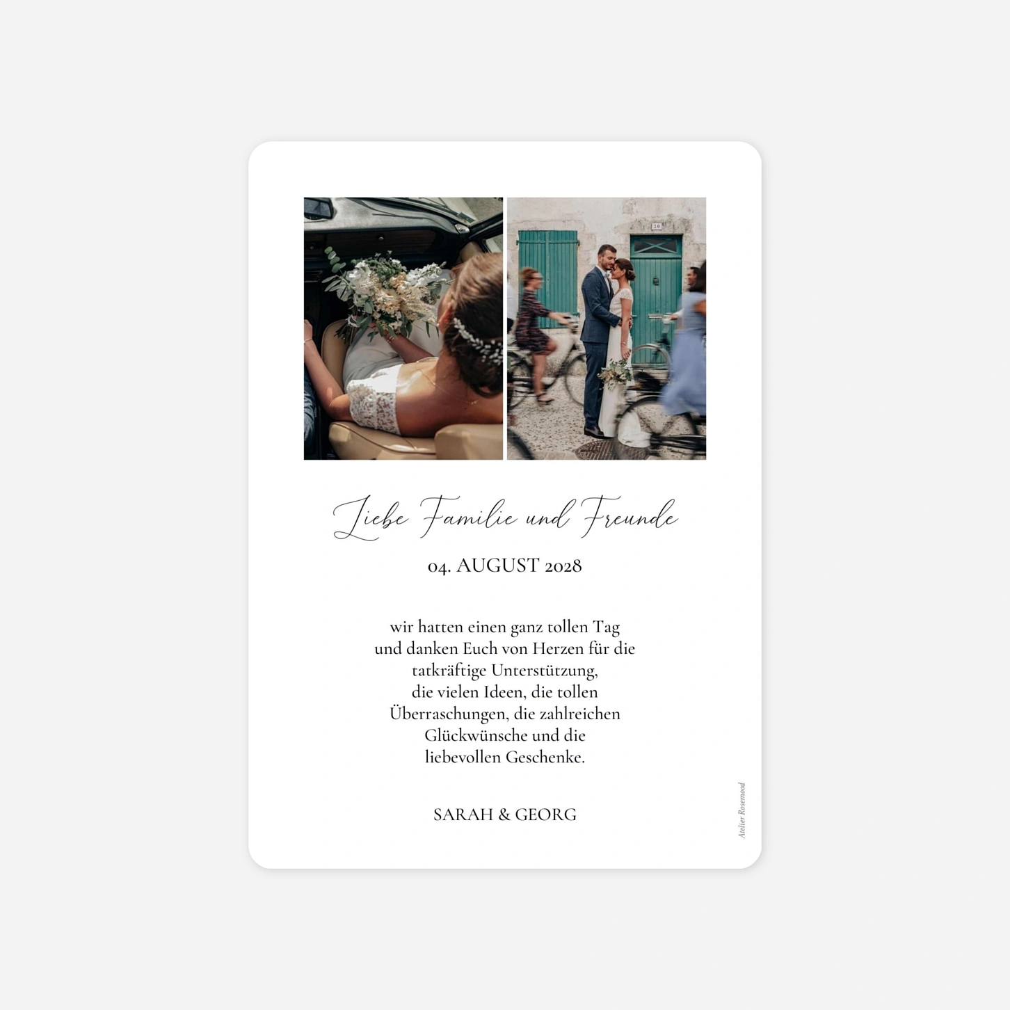 Dankeskarte Hochzeit Liebevolle Zeilen