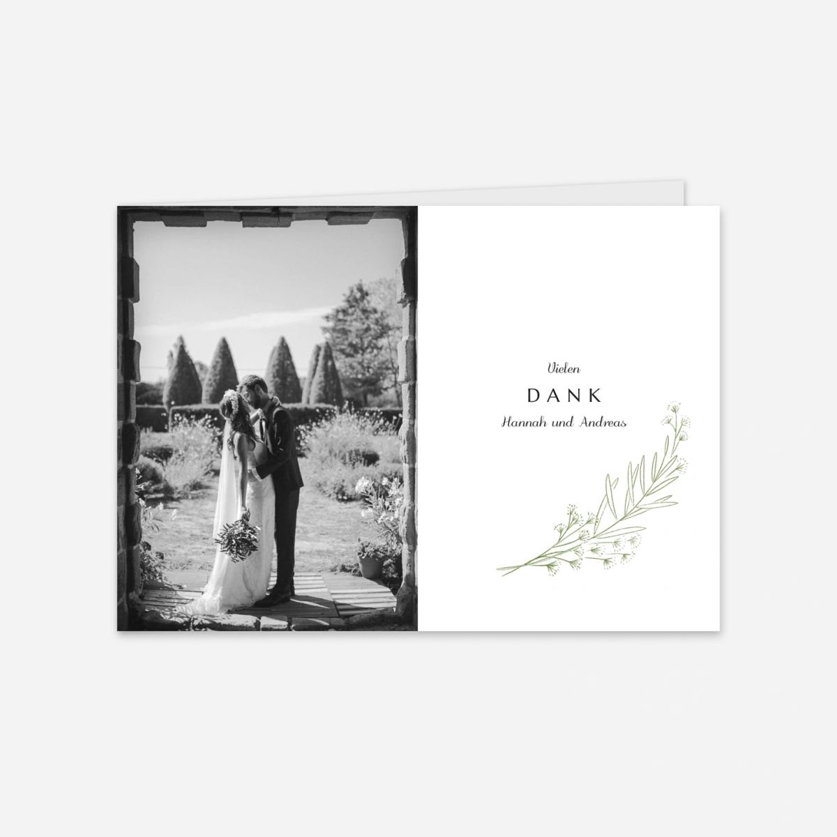 Dankeskarte Hochzeit Zartes Laubwerk