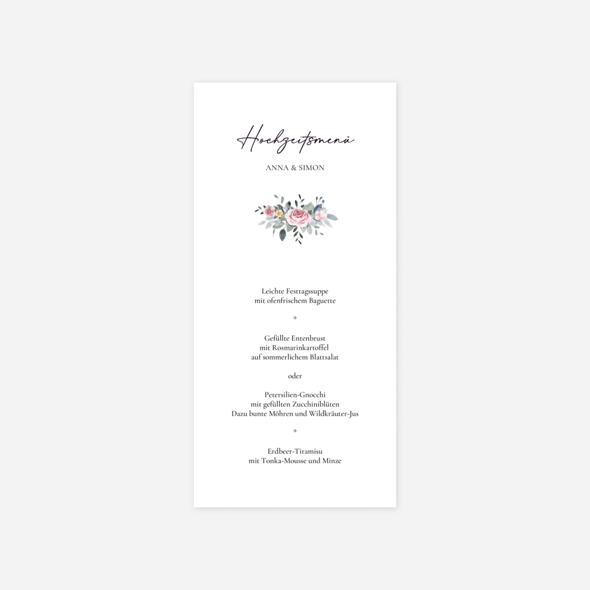 Menükarte Hochzeit Herzensnähe