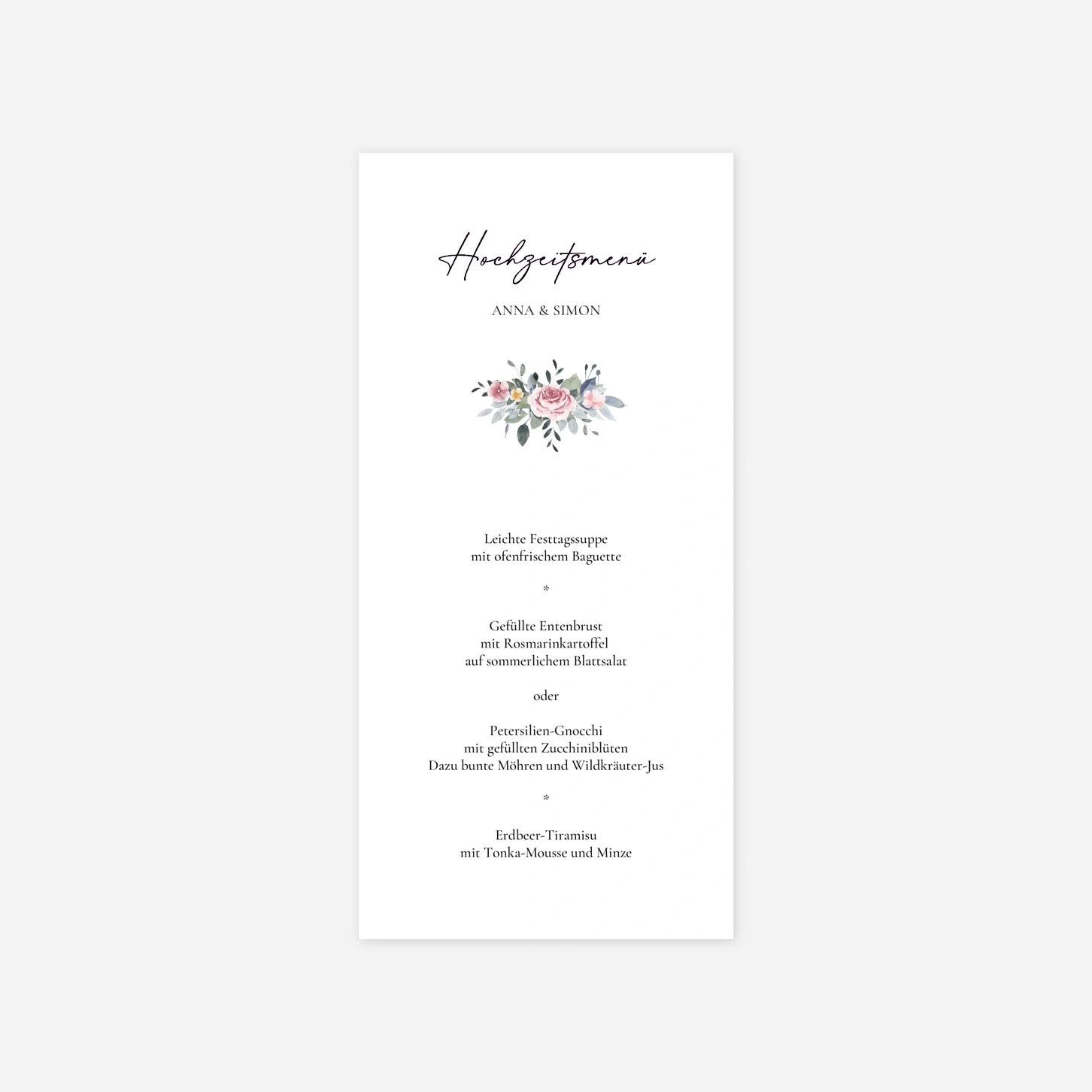 Menükarte Hochzeit Herzensnähe