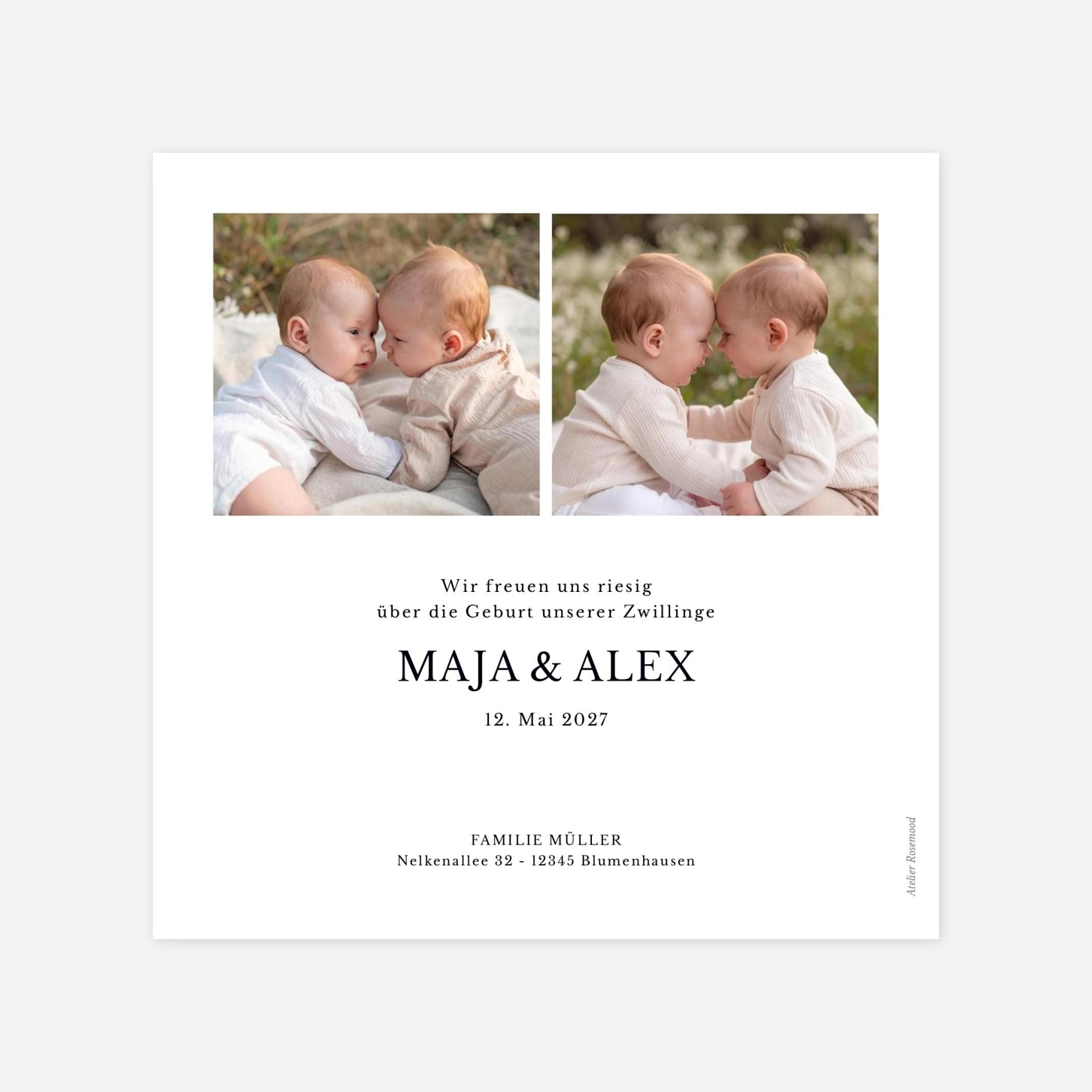 Geburtskarte Zarte Streifen