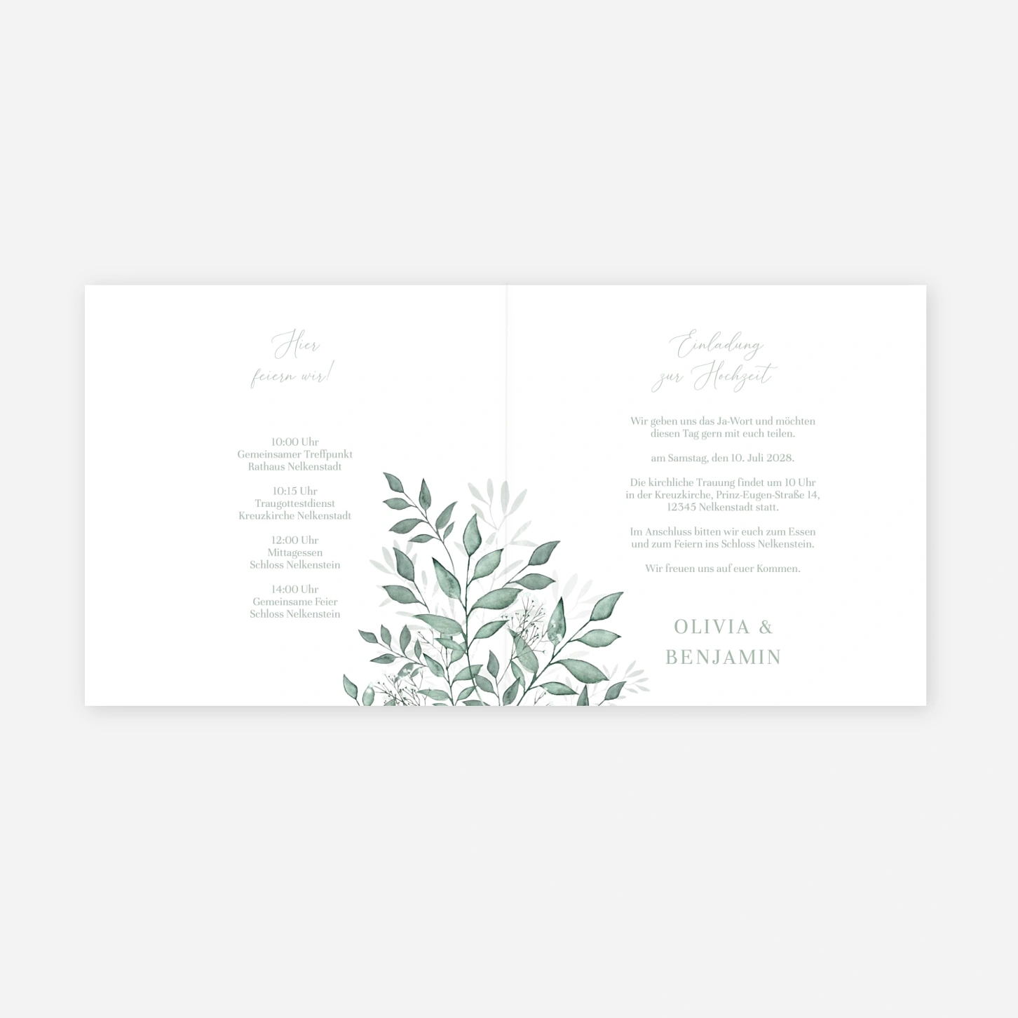 Hochzeitseinladung Zarter Salbei