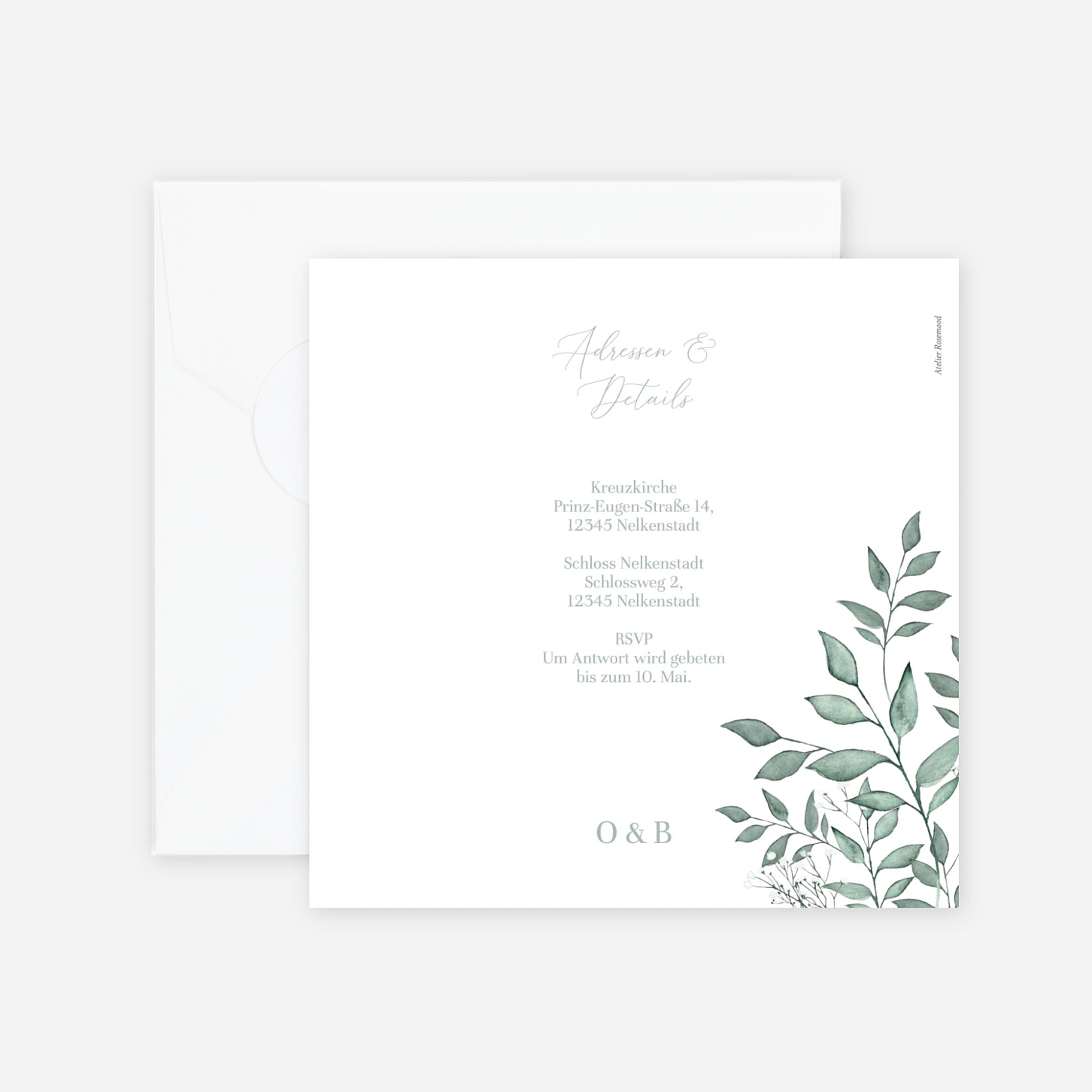 Hochzeitseinladung Zarter Salbei