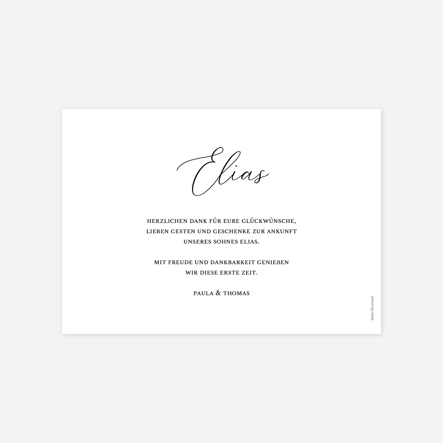 Geburtskarte Feine Handschrift