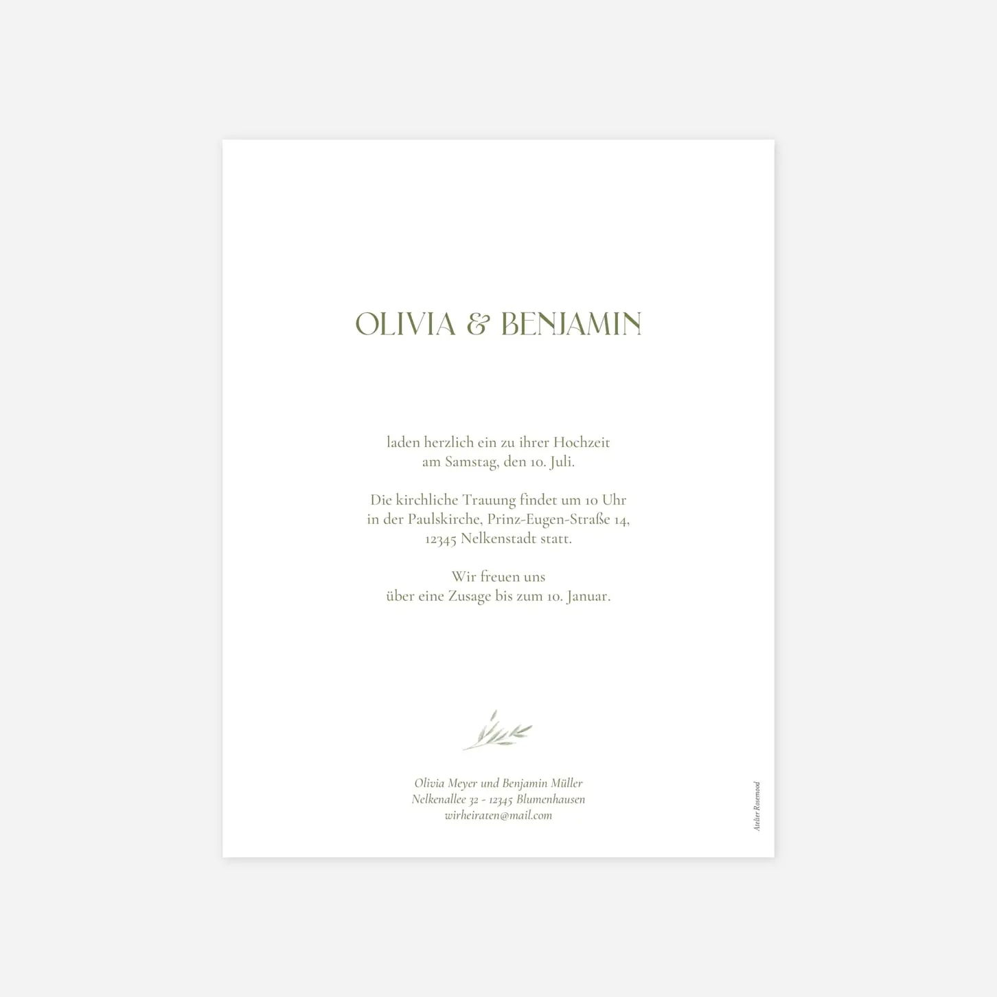 Hochzeitseinladung Zarte Blüten