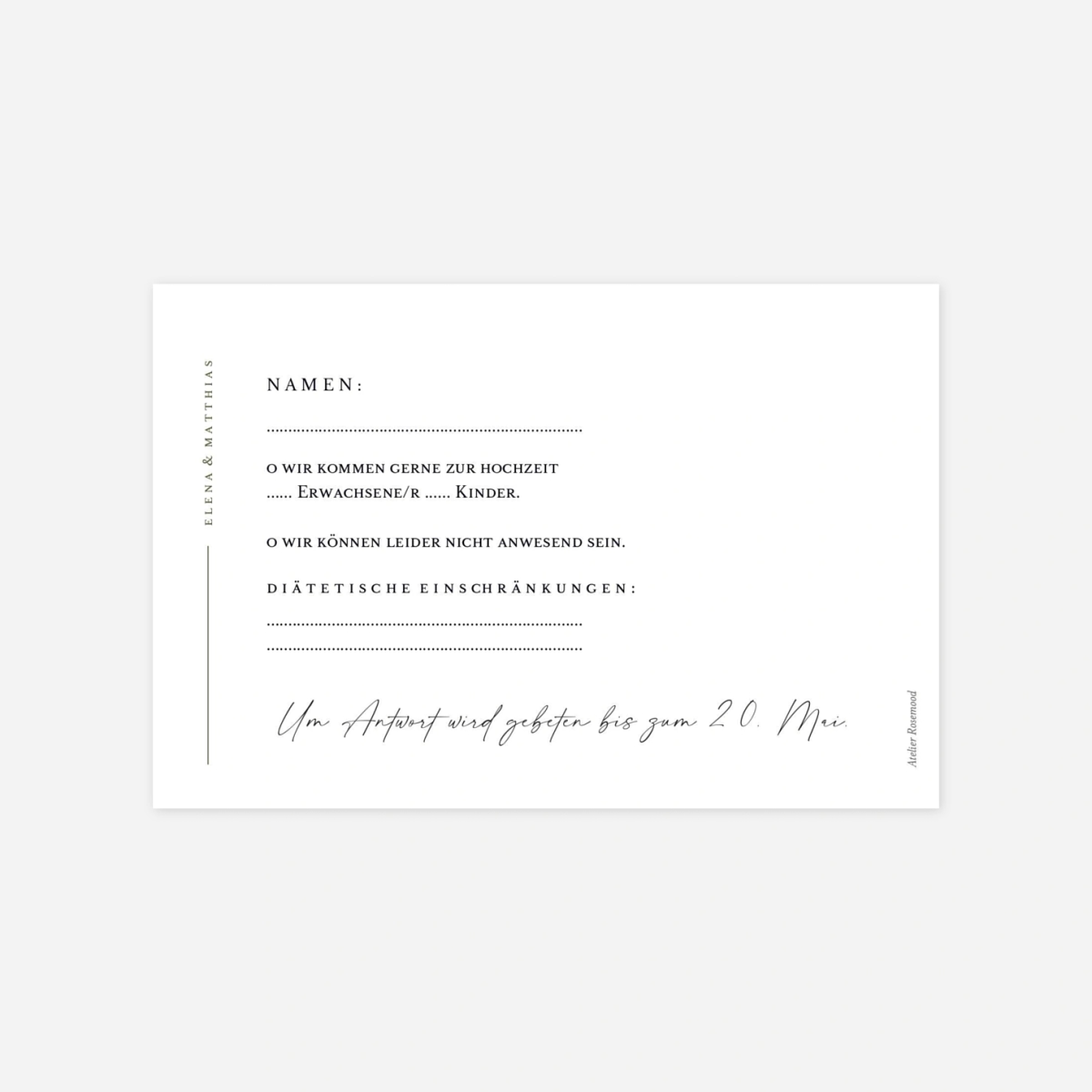 Antwortkarte Hochzeit Zeitlose Eleganz
