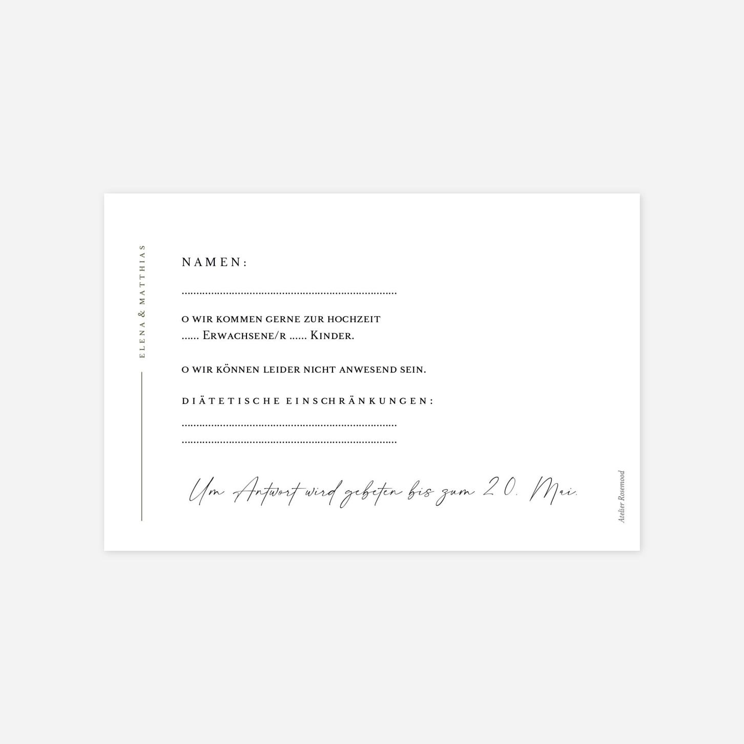 Antwortkarte Hochzeit Zeitlose Eleganz