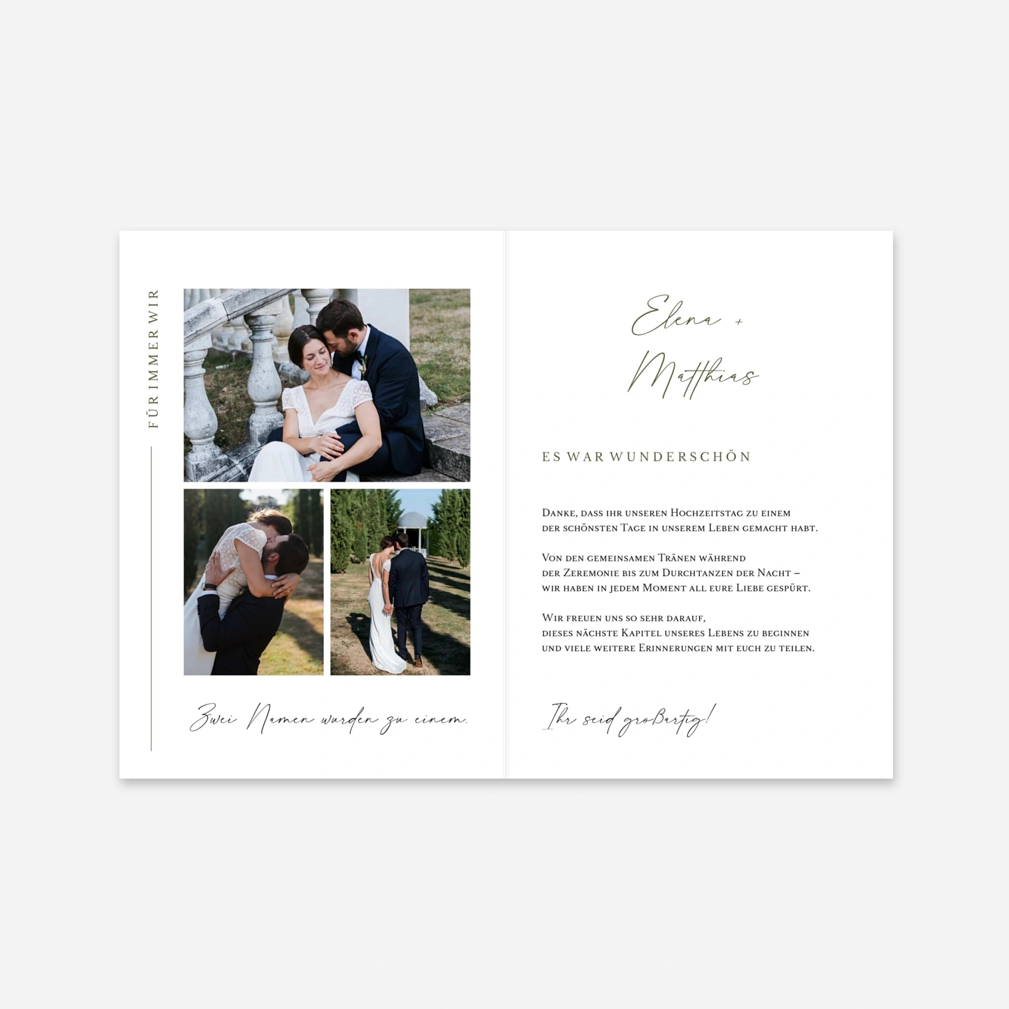 Dankeskarte Hochzeit Zeitlose Eleganz
