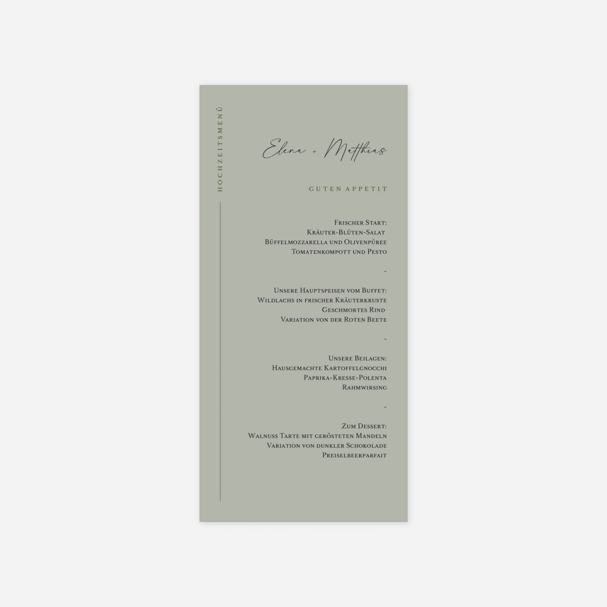 Menükarte Hochzeit Zeitlose Eleganz