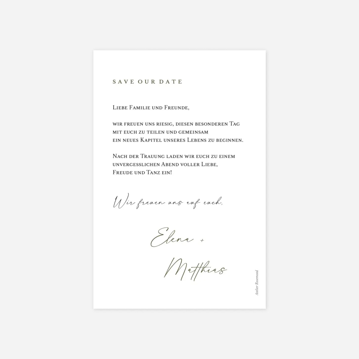 Save-the-Date Karte Zeitlose Eleganz