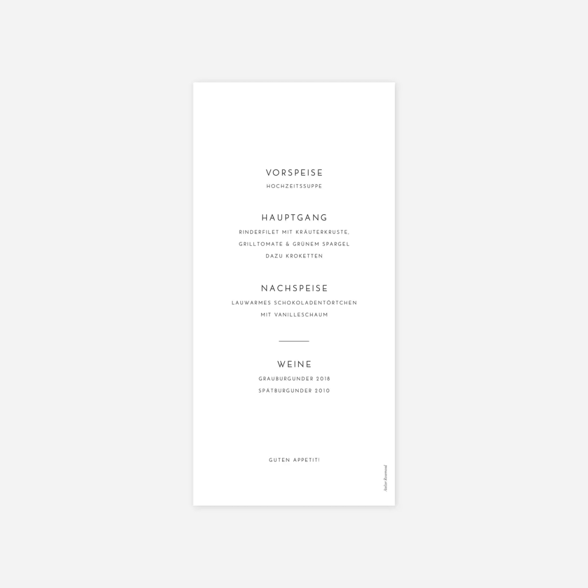 Menükarte Hochzeit Zeitgeist