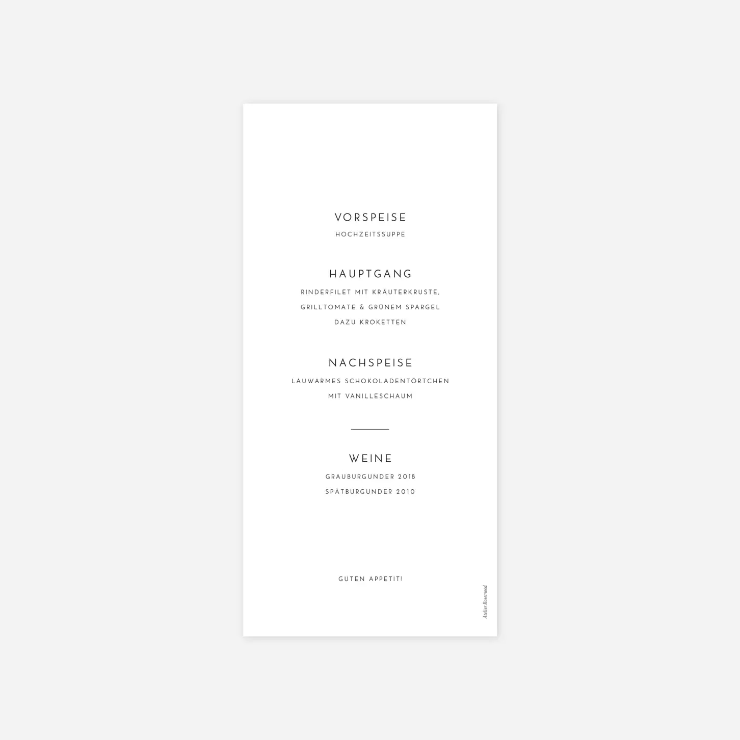 Menükarte Hochzeit Zeitgeist
