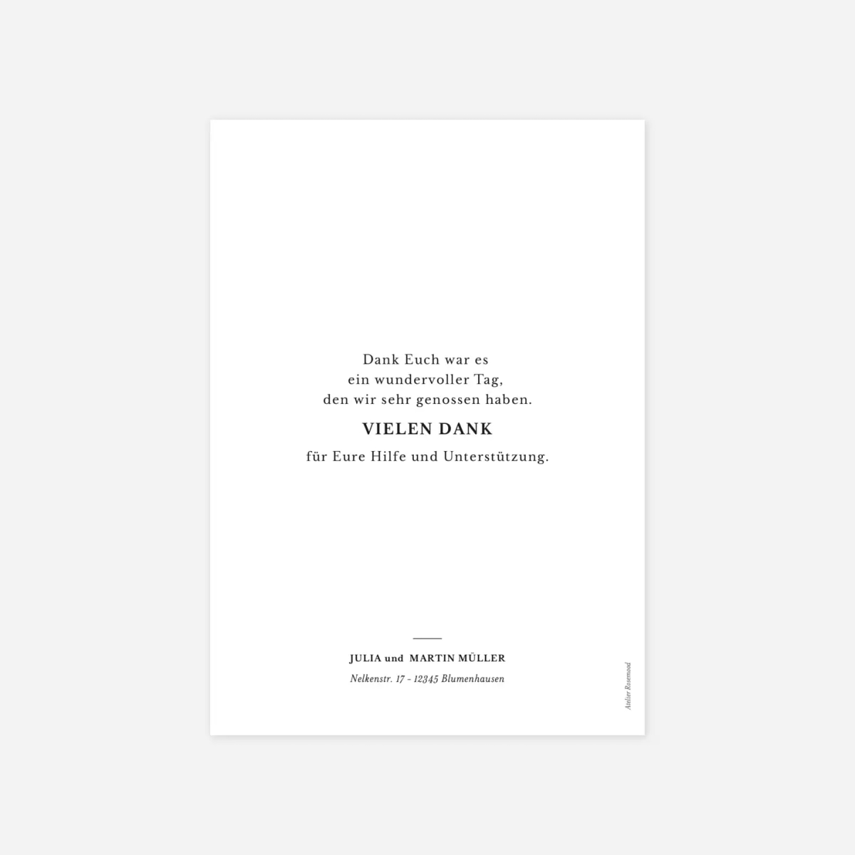 Dankeskarte Hochzeit Zeitlos