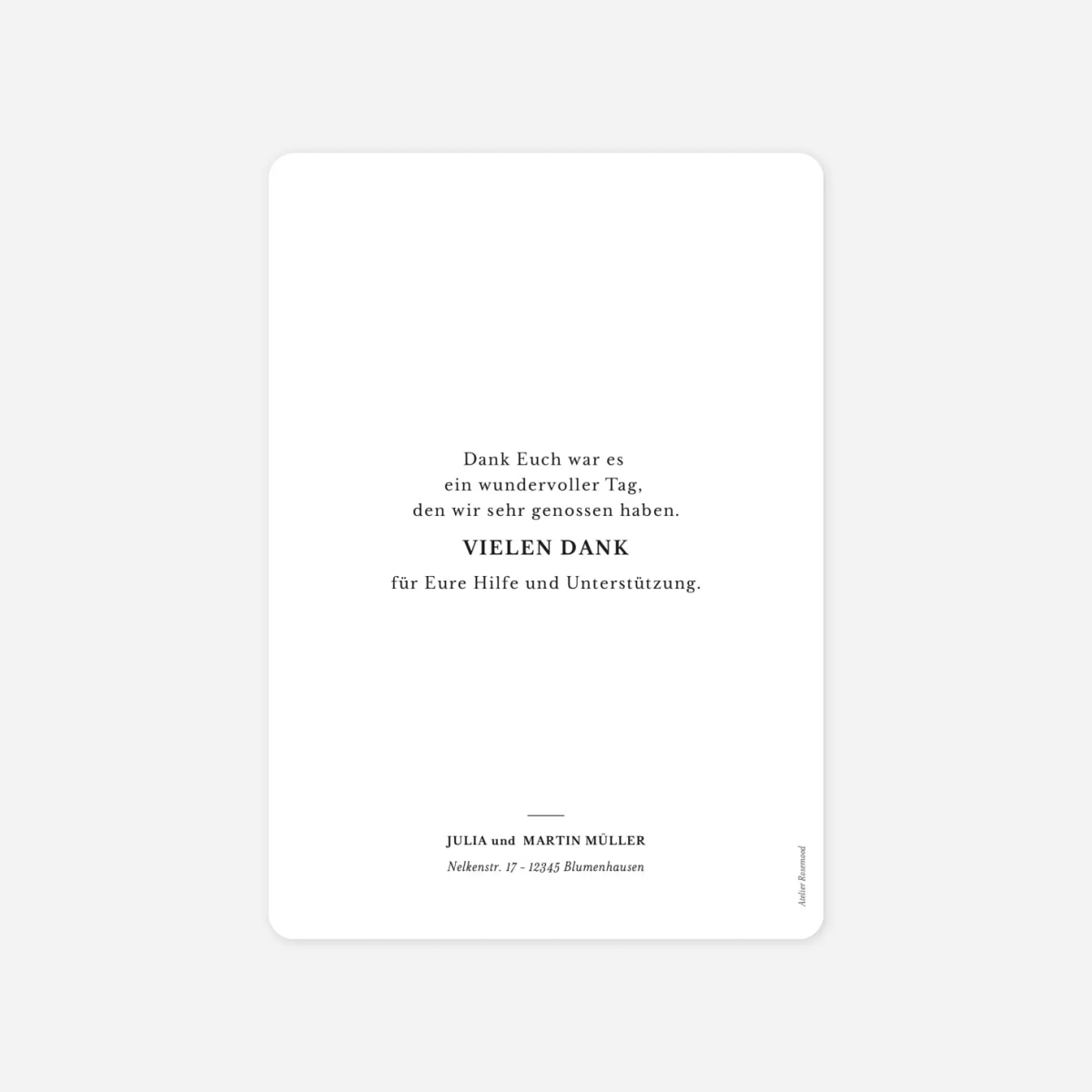 Dankeskarte Hochzeit Zeitlos
