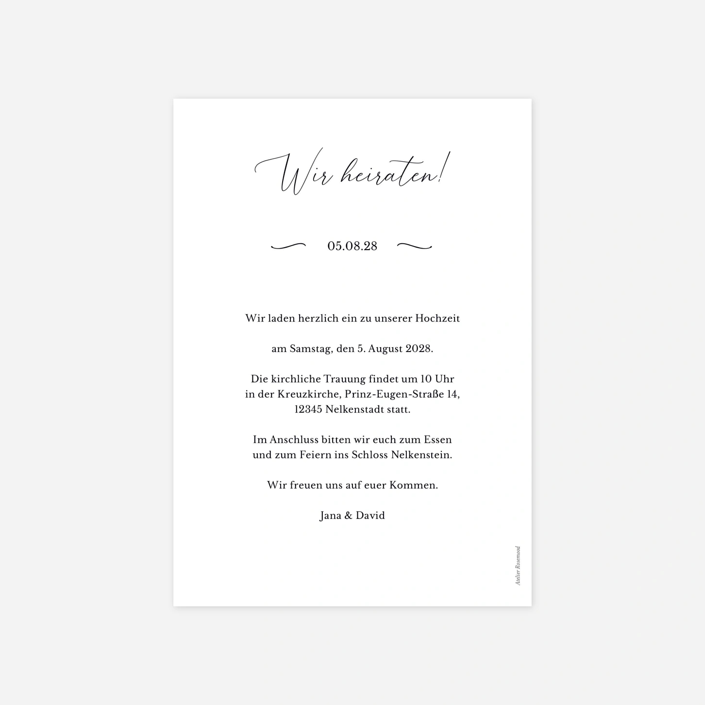 Hochzeitseinladung Zeitlose Verbundenheit