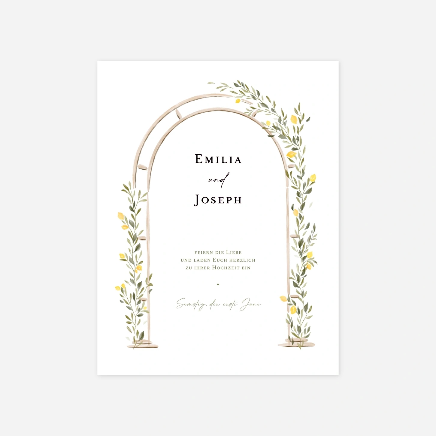 Hochzeitseinladung Zitruslaube