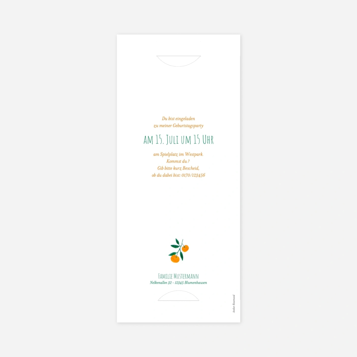 Kindergeburtstagseinladung Zitrustraum