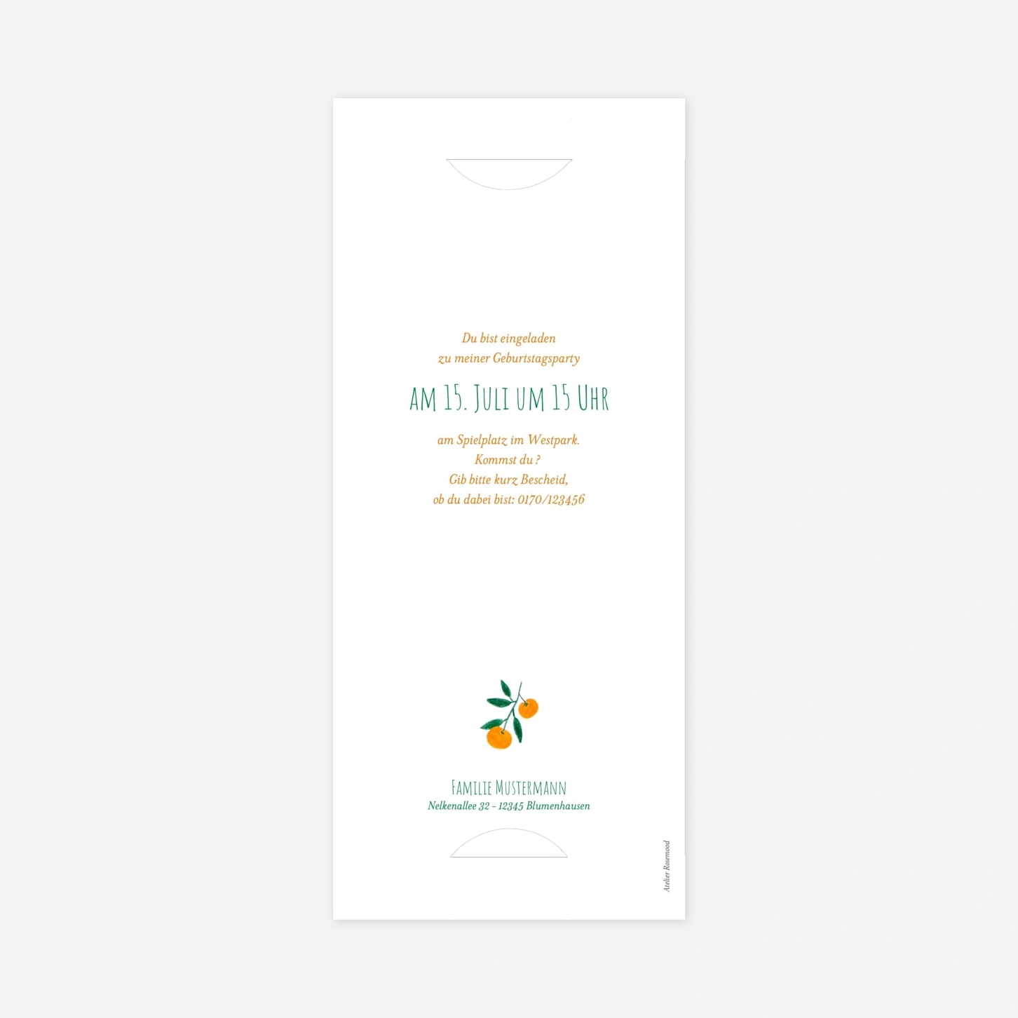 Kindergeburtstagseinladung Zitrustraum
