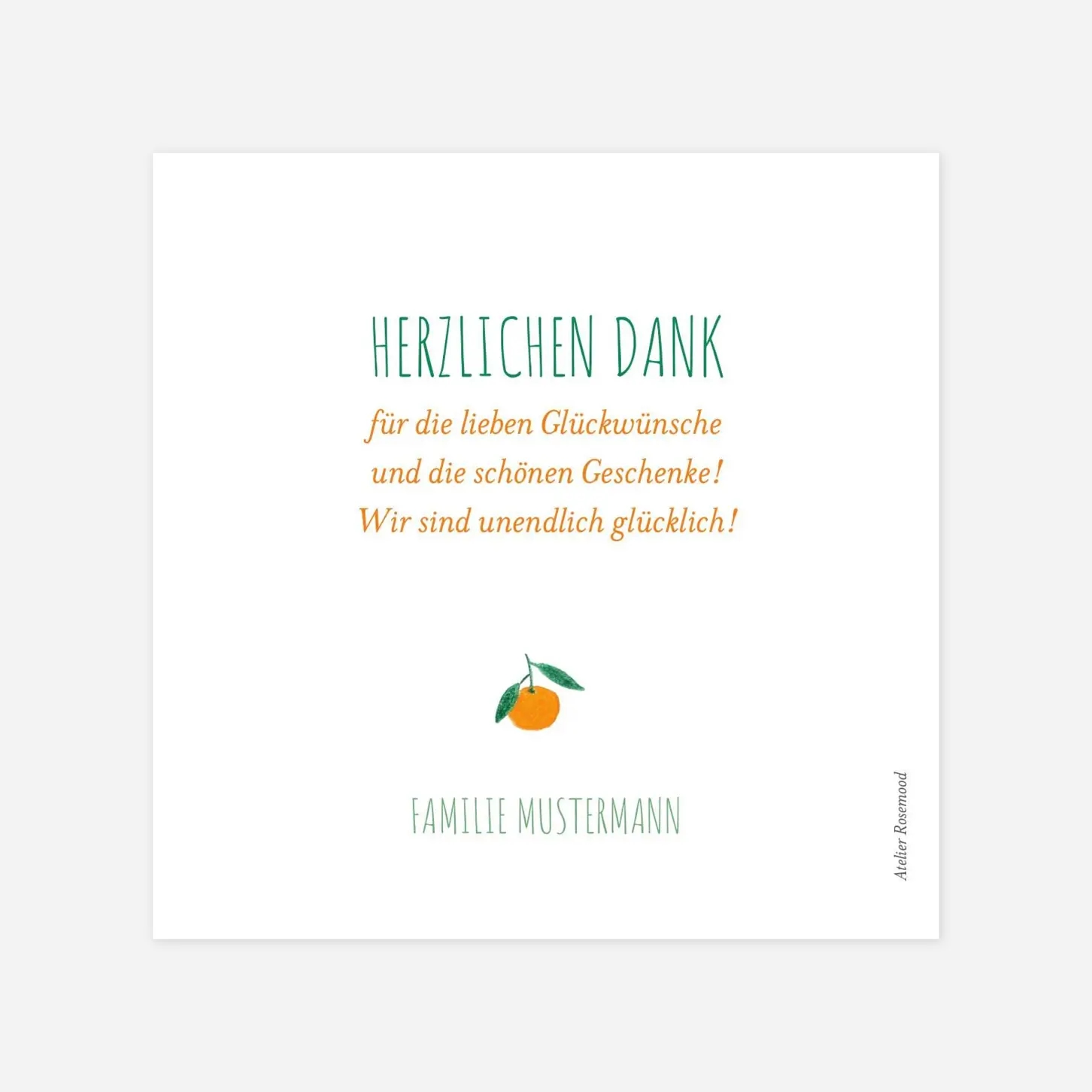 Dankeskarte Geburt Zitrustraum
