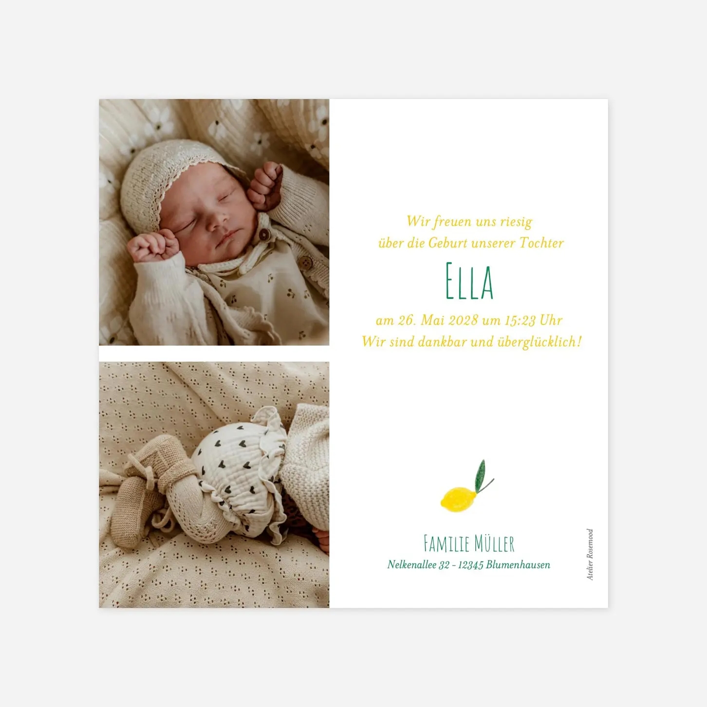 Geburtskarte Zitrustraum