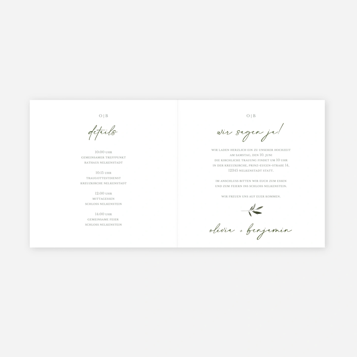 Hochzeitseinladung Zarter Olivenduft