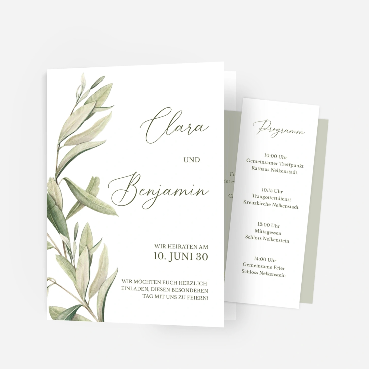Hochzeitseinladung Zarter Olivenzweig