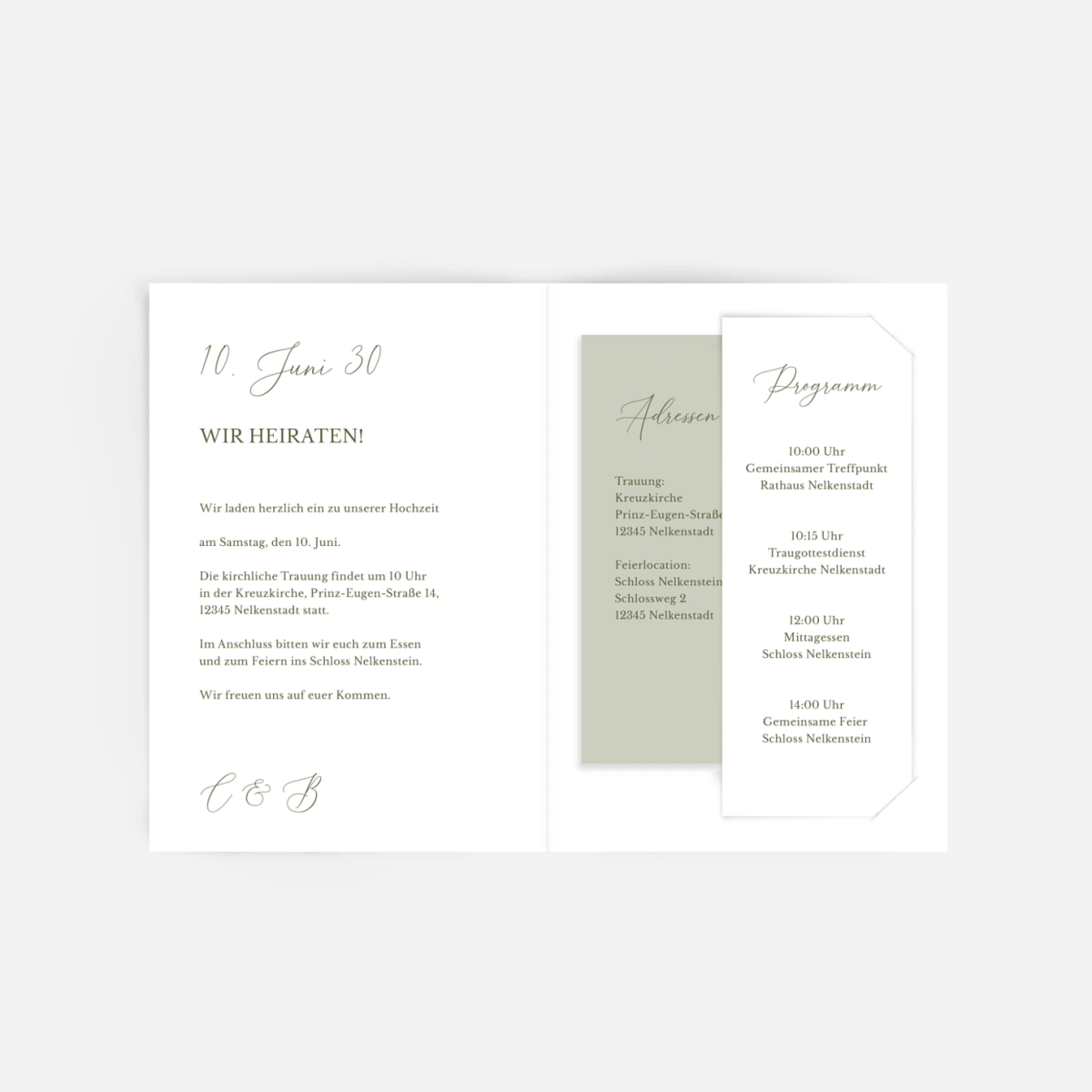 Hochzeitseinladung Zarter Olivenzweig