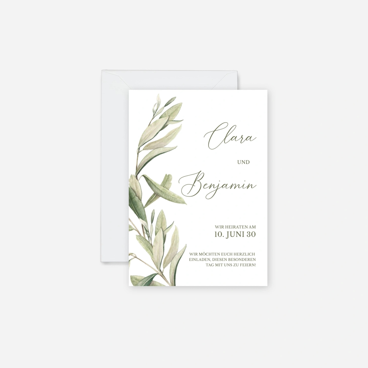 Hochzeitseinladung Zarter Olivenzweig
