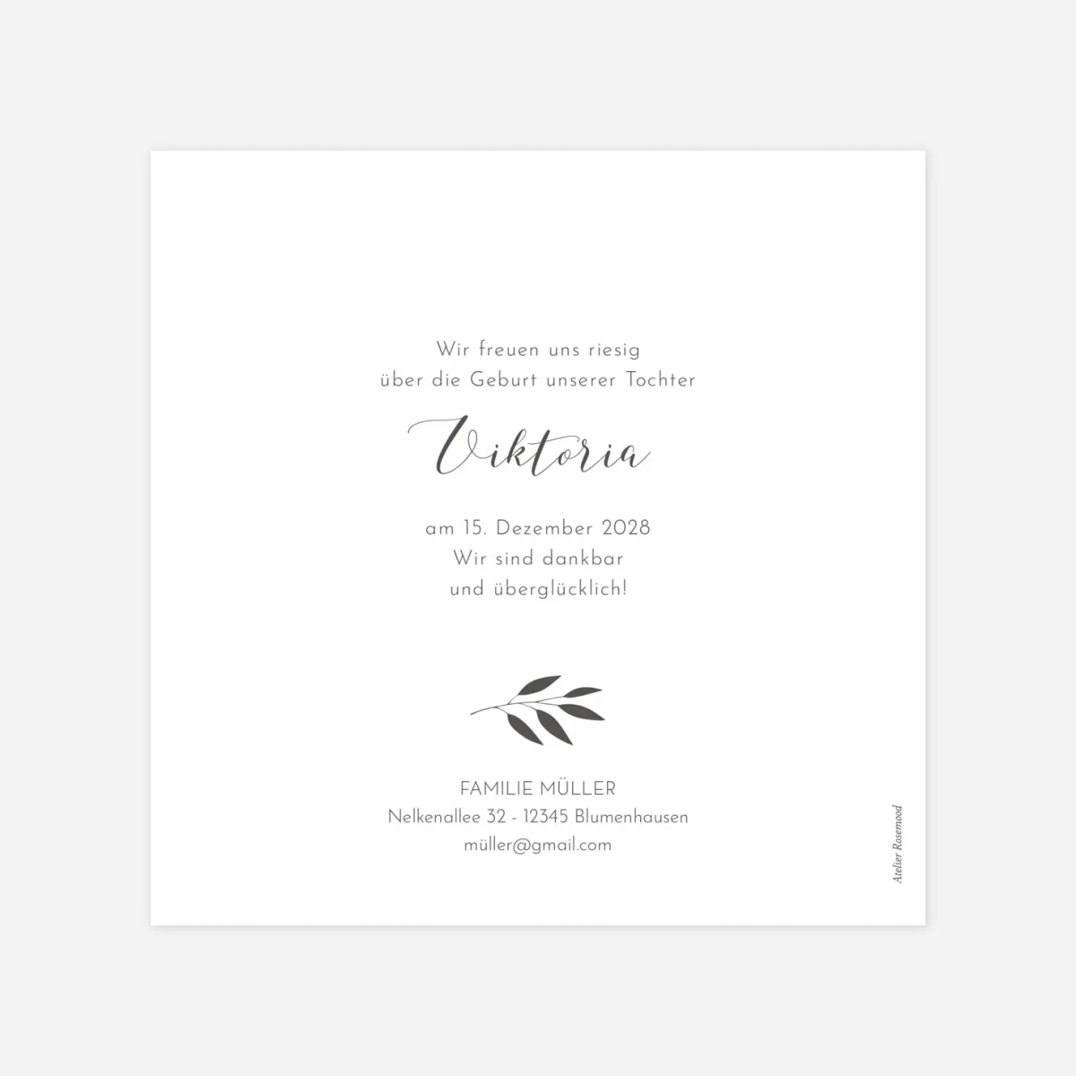 Geburtskarte Zweiglein Gold