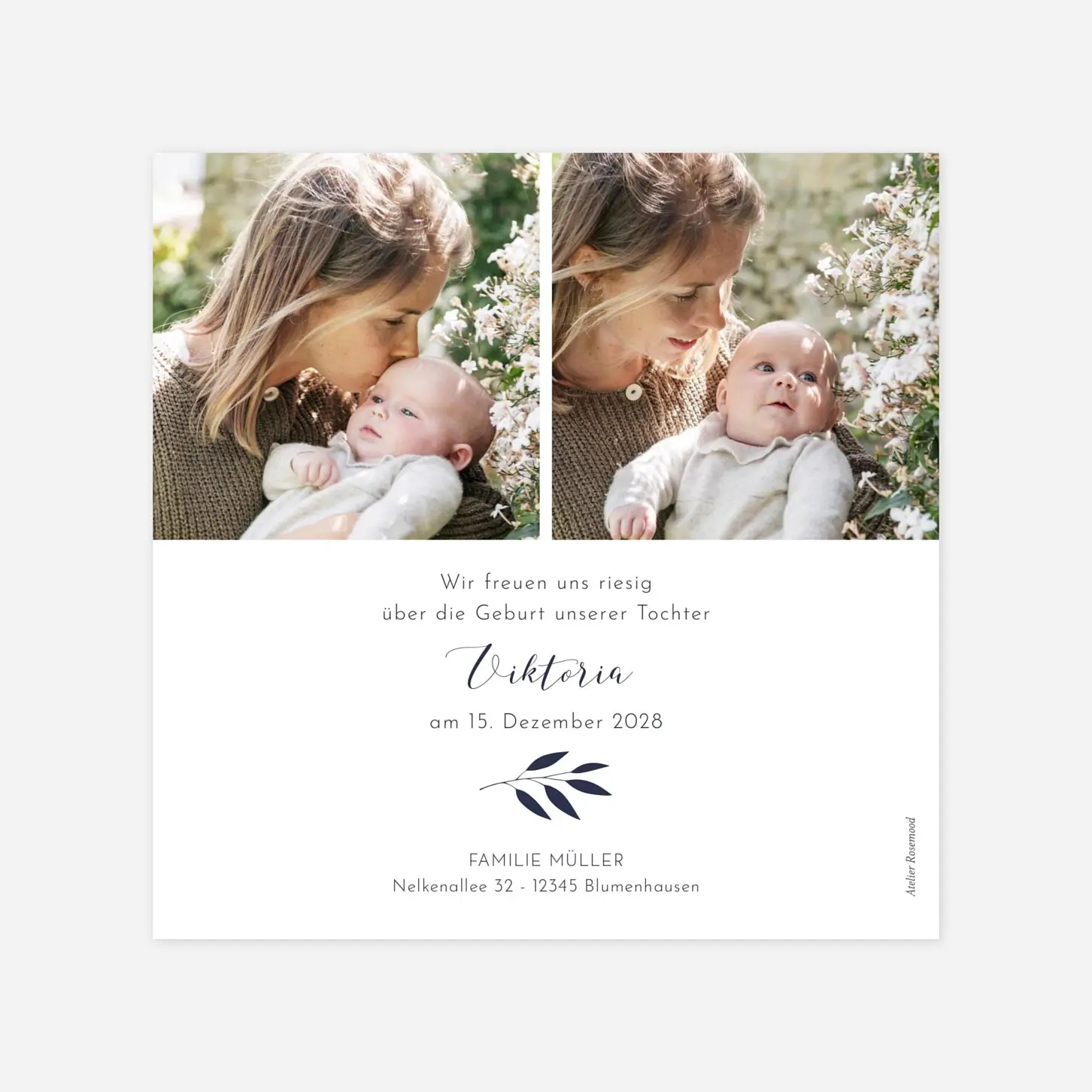 Geburtskarte Zweiglein Fotos