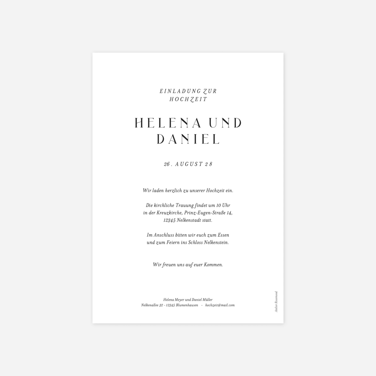 Hochzeitseinladung Zeitlose Zweisamkeit