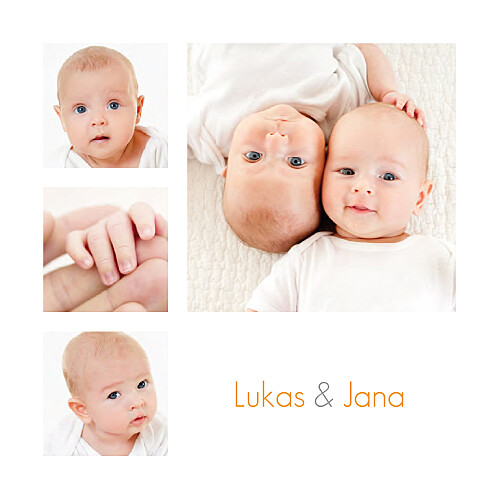 Geburtskarten Zwillinge 6 Fotos Weiss - Seite 1