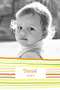 Einladungskarten Kindergeburtstag Kunterbunt orange