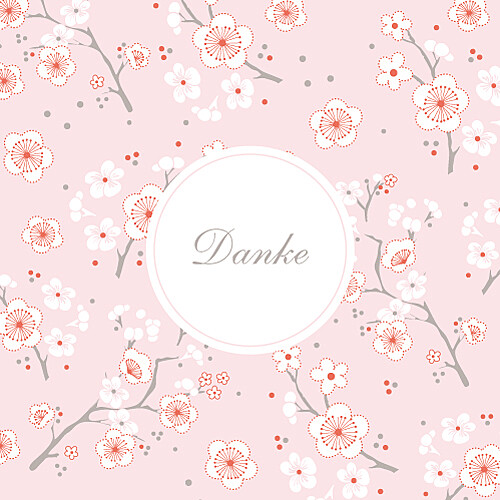 Dankeskarten Kirschblüte rosa - Vorderseite