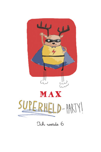 Einladungskarten Kindergeburtstag Superheld Rot - Vorderseite