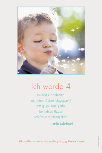 Einladungskarten Kindergeburtstag Harlequin Foto Tuerkis - Rückseite
