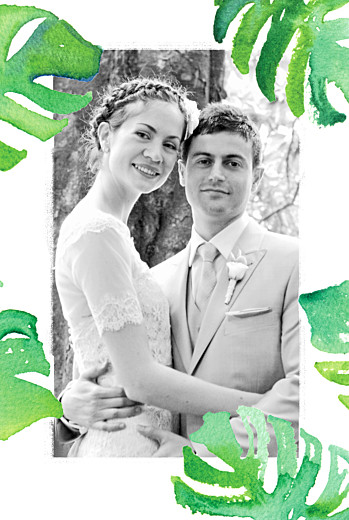 Dankeskarten Hochzeit Acapulco Weiß & grün - Vorderseite
