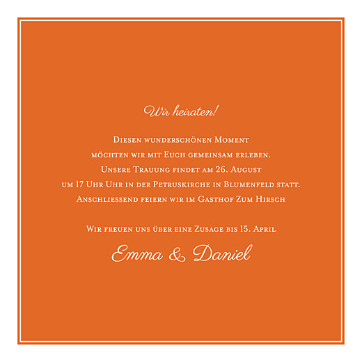 Hochzeitseinladungen Carré Chic Orange - Seite 3
