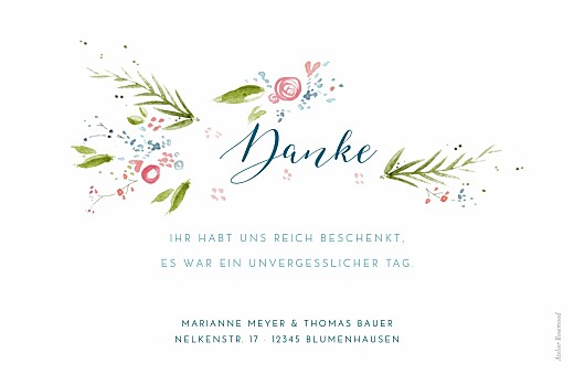 Dankeskarten Hochzeit Frühlingshauch Weiß - Rückseite